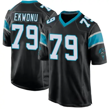 Ikem Ekwonu Men's Game Black Carolina Panthers Team Color Jersey
